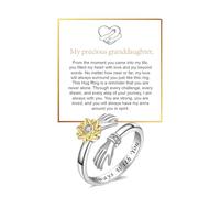 DIOWUS Anillo de abrazo con texto en inglés «To My Granddaughter», anillo ajustable de acero inoxidable con mensaje «Always With Always With You» para mujer, no se deslustra, regalo para ella