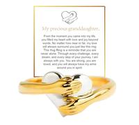 DIOWUS Anillo de abrazo con texto en inglés «To My Granddaughter», anillo ajustable de acero inoxidable con mensaje «Always With Always With You» para mujer, no se deslustra, regalo para ella