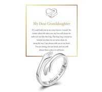 DIOWUS Anillo de abrazo con texto en inglés «To My Granddaughter», anillo ajustable de acero inoxidable con mensaje «Always With Always With You» para mujer, no se deslustra, regalo para ella