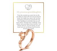 DIOWUS Anillo de abrazo con texto en inglés «To My Granddaughter», anillo ajustable de acero inoxidable con mensaje «Always With Always With You» para mujer, no se deslustra, regalo para ella