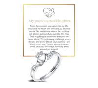 DIOWUS Anillo de abrazo con texto en inglés «To My Granddaughter», anillo ajustable de acero inoxidable con mensaje «Always With Always With You» para mujer, no se deslustra, regalo para ella
