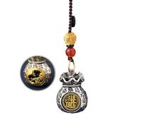 DIOWUS Bolsa de doce zodíacos del Dios de la Riqueza para mujeres y hombres, llavero chino Feng Shui hecho a mano 2025 giratorio de la suerte, dinero, prosperidad, fortuna, regalo de joyería de