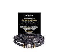 DIOWUS Pulsera con texto en inglés «To My Son/Grandson» de mamá, abuela, nudo infinito, cuero trenzado negro, pulsera inspiradora grabada Love You Forever, L, aleación, No es una piedra preciosa