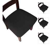 Dioxide 4 Fundas Sillas Comedor, Fundas Protectoras para Sillas Elasticas, Funda Asiento Silla Desmontables Lavables para Comedor Hotel, Negro (SSD-YT4-LTZDT-HS)
