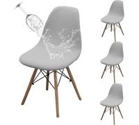 Dioxide 4 Piezas Fundas para Sillas de Comedor Impermeable Funda de Silla Cocina Elásticas Cubiertas Fundas para Silla Oficina Sin Brazo Ajustables Lavables Protectoras de Sillas, Gris Claro