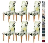 Dioxide Fundas para Sillas de Comedor Ajustables y Elásticas, Fundas Sillas Material Duradero y Fácil de Limpiar Fundas Sillas de Comedor Ideal para Hogar(Estampada-Amor por el Hogar, 6PC)