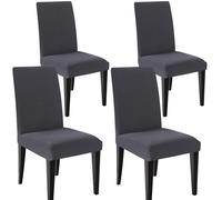 Dioxide Fundas para Sillas Pack de 4 Fundas Sillas Comedor, Fundas Elásticas Chair Covers Lavables Desmontables (Gris-Grueso,Paquete de 4)