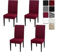 Dioxide Fundas para Sillas Pack de 4 Fundas Sillas Comedor, Fundas Elásticas Chair Covers Lavables Desmontables Cubiertas para Sillas Muy Fácil de Limpiar Duradera(Burdeos,Paquete de 4)