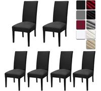 Dioxide Fundas para Sillas Pack de 6 Fundas Sillas Comedor, Fundas Elásticas Chair Covers Lavables Desmontables Cubiertas para Sillas Muy Fácil de Limpiar Duradera (Negro,6)