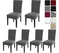 Dioxide Fundas para Sillas Pack de 6 Fundas Sillas Comedor, Fundas Elásticas Chair Covers Lavables Desmontables Cubiertas para Sillas Muy Fácil de Limpiar Duradera (Gris,6)