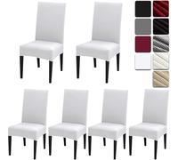 Dioxide Fundas para Sillas Pack de 6 Fundas Sillas Comedor, Fundas Elásticas Chair Covers Lavables Desmontables Cubiertas para Sillas Muy Fácil de Limpiar Duradera, Blanco