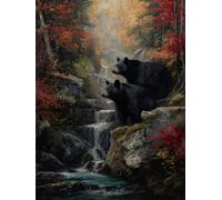 Dipingere con i Numeri Adulti Kit Fai-da-Te Acrilico cascata orso Pennelli Pittura su Tela 60x80cm Senza Cornice Facile per Bambini Principianti Decorazione Murale Ufficio Casa Regalo Creativo G-949