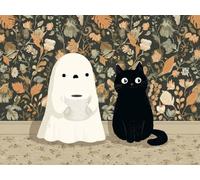 Dipingere con i Numeri Adulti Kit Fai-da-Te Acrilico gatto fantasma Pennelli Pittura su Tela 50x70cm Senza Cornice Facile per Bambini Principianti Decorazione Murale Ufficio Casa Regalo Creativo G-980