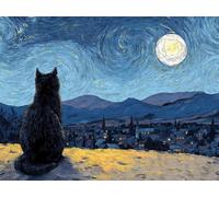 Dipingere con i Numeri Adulti Kit Fai-da-Te Acrilico gatto stellare Pennelli Pittura su Tela 80x100cm Senza Cornice Facile per Bambini Principianti Decorazione Murale Ufficio Casa Regalo Creativo G930