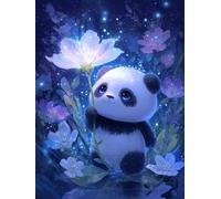 Dipingere con i Numeri Adulti Kit Fai-da-Te Acrilico Panda Fiori Pennelli Pittura su Tela 50x70cm Senza Cornice Facile per Bambini Principianti Decorazione Murale Ufficio Casa Regalo Creativo G-947