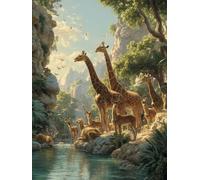 Dipingere con i Numeri Adulti Kit Fai-da-Te Acrilico Valle della Giraffe Pennelli Pittura su Tela 50x70cm Senza Cornice Facile Bambini Principianti Decorazione Murale Ufficio Casa Regalo Creativo G991
