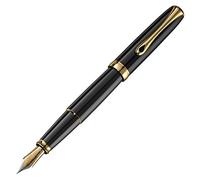 Diplomat Excellence - Pluma estilográfica (A2, punta ancha de acero, laca, color negro y dorado