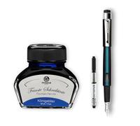 Diplomat Magnum John Doe, Pluma estilográfica con plumín de acero inoxidable en fuerza M en set tinta para escribir y convertidor, Juego de plumas estilográficas