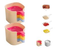 Dipping Sauce Plate and Holder Set, 6 Pcs Dipping Sauce Plates And Holder, Mini Home Kitchen Seasoning Sauces, for Soy, ketchup, Barbecue and Party Dinner, Space-Saving Design (Colorful,2PCS)