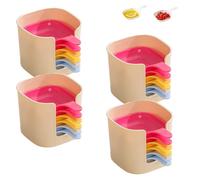 Dipping Sauce Plate and Holder Set, 6 Pcs Dipping Sauce Plates And Holder, Mini Home Kitchen Seasoning Sauces, for Soy, ketchup, Barbecue and Party Dinner, Space-Saving Design (Colorful,4PCS)