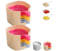 Dipping Sauce Plate And Holder Set, Mini DippingBowls with Handle, 6 pcs Dipping Sauce Plate And Holder, Mini Home Kitchen Seasoning Sauces Dishes Bowls, for Ketchup, Party Dinner (color 2set)