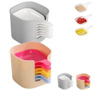 Dipping Sauce Plate And Holder Set, Mini DippingBowls with Handle, 6 pcs Dipping Sauce Plate And Holder, Mini Home Kitchen Seasoning Sauces Dishes Bowls, for Ketchup, Party Dinner (white+color)