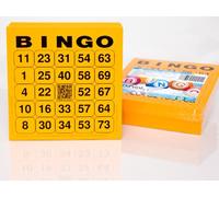 DiPrint 200 tarjetas de bingo grandes para personas mayores 24 de 75 con comodín en el centro (naranja)