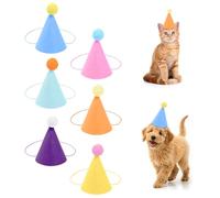 DIPZO 12 uds Sombreros de Fiesta Mini para Perros Pequeños y Animales de Juguete, Conos Coloridos para Teddies, Peluches, Cachorros, Gatos, Conejos, Decoración de Cumpleaños para Mascotas