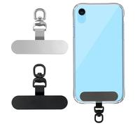 DIPZO 2 Piezas de Parche Universal para Teléfonos, Gancho Metálico Giratorio 360°, Cordón de Acero Inoxidable para Móvil (Negro y Plata)