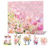 DIPZO, 30 Hojas de Stickers Jardín de Rosas, adhesivos vintage precortados para diario, scrapbooking y suministros creativos