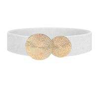 DIPZO Cinturón Elástico para Mujer - Cinturón Ancho con Hebilla Dorada para Vestidos, Estilo Vintage, Ideal para Dirndl y Suéteres, Blanco