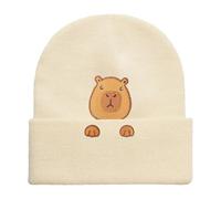 DIPZO Gorro Capybara para Mujer y Hombre, Gorro de Punto Bordado, Cálido Sombrero de Invierno, Regalo de Capybara para Chicas, para Navidad o Cumpleaños