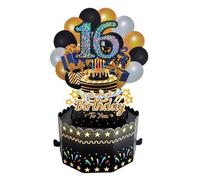 DIPZO Tarjeta de Cumpleaños 3D Pop-Up, Tarjeta de Felicitación 16º Cumpleaños con Sobre para Hijo, Hija, Nieto, Nieta