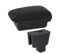 DIQXLGS Caja De Reposabrazos Coche Para BR-V Caja De Reposabrazos Central Caja De Almacenamiento Interior Piezas De Retrofit Accesorios Auto(B1 Negro rojo 3USB)