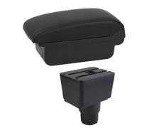 DIQXLGS Caja De Reposabrazos Para F&ord Para Ecosport 2018 2019 2020 2021 Reposabrazos Piel Consola Central Almacenamiento USB Accesorio Auto(B1 Línea Negra)