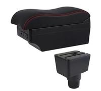 DIQXLGS Caja De Reposabrazos Para F&ord Para Ecosport 2018 2019 2020 2021 Reposabrazos Piel Consola Central Almacenamiento USB Accesorio Auto(Línea Roja E2)