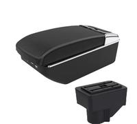 DIQXLGS Para F&ord Para Fiesta Para Fiesta 3 2011 2012 2013-2018 Reposabrazos Coche Caja Almacenamiento Accesorios Coche Piel PU(A3 Negro blanco 7USB)