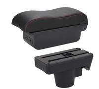 DIQXLGS Para Opel Para Astra Caja Reposabrazos Para Astra H 2006 2007 2008 2009 2010 2011 Reposabrazos Auto Caja Almacenamiento Superficie Curva(B1 Negro rojo 3USB)