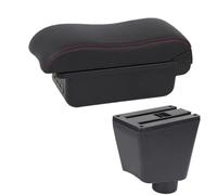 DIQXLGS Para R&enault Para Clio 4 Para Clio 3 III IV Reposabrazos Accesorios Coche Portacaja Almacenamiento Cenicero Superficie Curva(B1 Negro rojo 3USB)