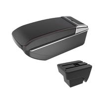 DIQXLGS Para SEAT Para Ibiza 2017-2023 Reposabrazos De Auto Caja De Almacenamiento Central Con Portavasos Piezas De Auto Doble Capa(Negro rojo Sin USB)
