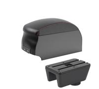 DIQXLGS Para Seat Para Ibiza 6j Para Ibiza 6L Reposabrazos De Coche Caja De Almacenamiento Auto Piezas De Retrofit Accesorios Coche Interiores(B1 Black Red double)