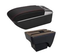 DIQXLGS Para Seat Para Ibiza Caja Reposabrazos Para Ibiza 6j Para Ibiza 6L Reposabrazos Auto 2018-2025 Caja Almacenamiento Auto Retrofit Interior(D1 Negro rojo Sin USB)