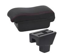 DIQXLGS Para SUZUKI Para SX4 Caja Reposabrazos Superficie Curva Cuero Caja Almacenamiento Coche Accesorio Auto Retrofit(A1 Negro rojo SIN USB)