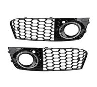 DIQXLGS Rejilla Ventilación Abierta Con Luz Antiniebla Malla Panal Cubierta Entrada 8KD807682 8KD807681 Para A4 B8 RS4 2009 2010 2011 2012 DIQXLGS(Negro + Cromo)