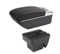 DIQXLGS Reposabrazos Auto Para Seat Para Ibiza Caja Reposabrazos Para Ibiza 6j Para Ibiza 6L 2018-2025 Caja Almacenamiento Auto Retrofit Interior(C1 línea roja 7USB)