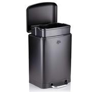 Dir Devil Cubo de basura con pedal de 6L - Cubo de basura con cierre suave - Acero inoxidable - Cubo interior extraíble - 23 x 22,5 x 32,5 cm - Negro