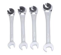 DIRBAK Brake Line Wrench Set, 6 Piece CR V Steel Ratcheting Tubing Wrenches Set, 72-Tooth Gear, 10-17mm, Adjustable Angle Nut Wrenches for Nuts on Fuel, Brake or Air Conditioning Lines