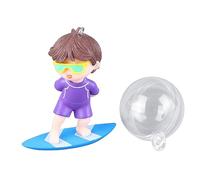 DIRBAK Decoración Flotante para pecera, Adorno de Acuario de Dibujos Animados de plástico pequeño y Bonito con Hilo de Pescar Ajustable (Chico Surfista)