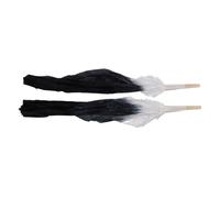 DIRBAK Long Dance Fan Set, 1.5m Artificial Silk Material, 16-Bone Classical Design, for Belly Dance Performance, Practice Learning Use. (Gray and Black)