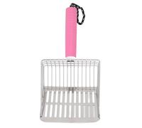 DIRBAK Stainless Steel Cat Litter Scoop with Detachable Handle, Sifting Scooper for Kitty Litter Box Cleaning (Pink)